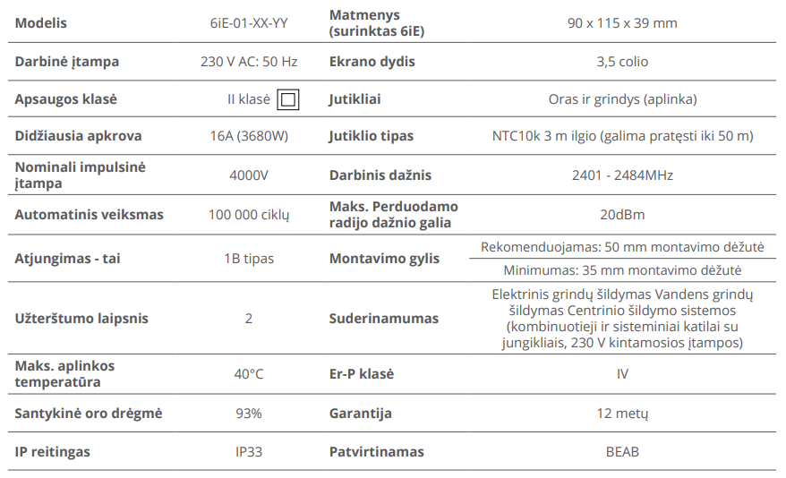 WarmUp 6IE išmanusis Wi-Fi termostatas 