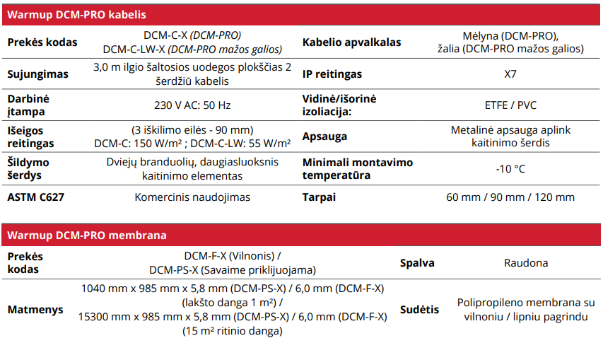 WarmUP DCM-PRO šildymo sistema